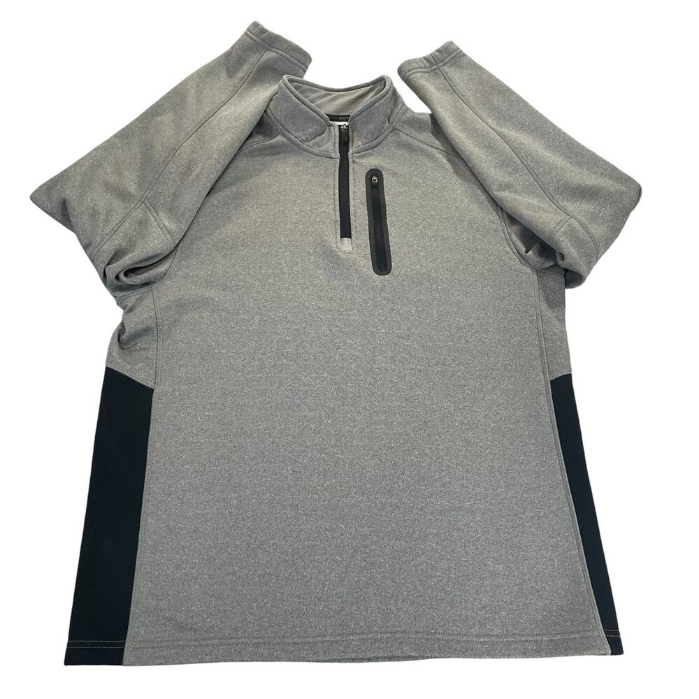 Russell 1/4‎ Zip Sweatshirt Men's Medium Gray and Black Media Pocket